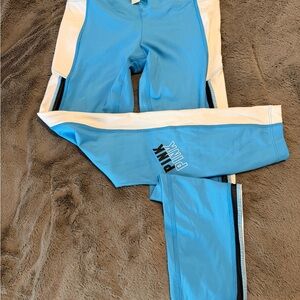 PINK Victoria's Secret Blue and White Leggings NWT Small